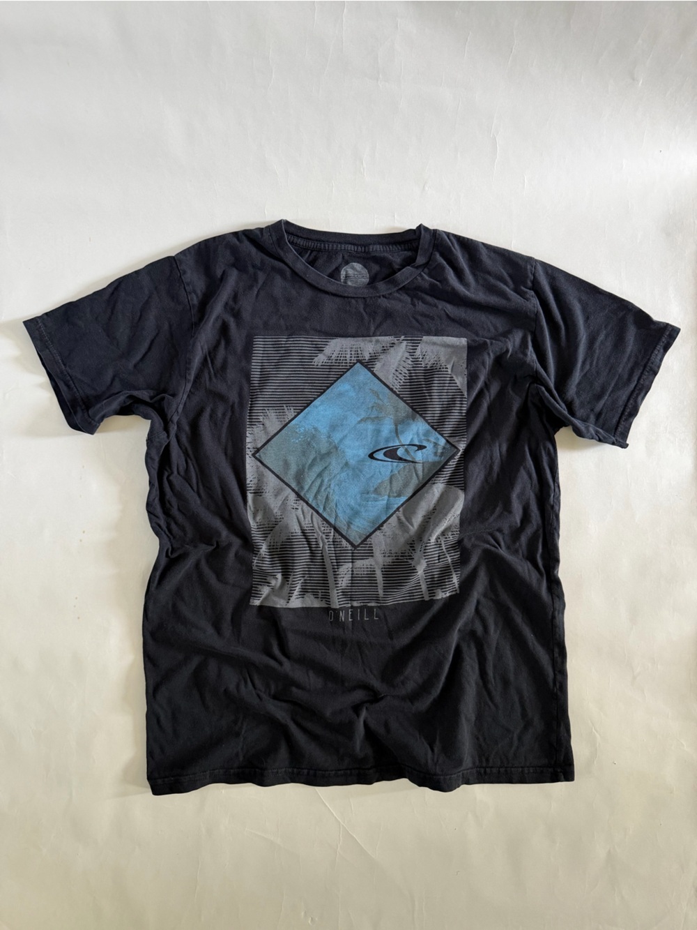O'Neill Black Short-Sleeve Tee with Blue Diamond Graphic